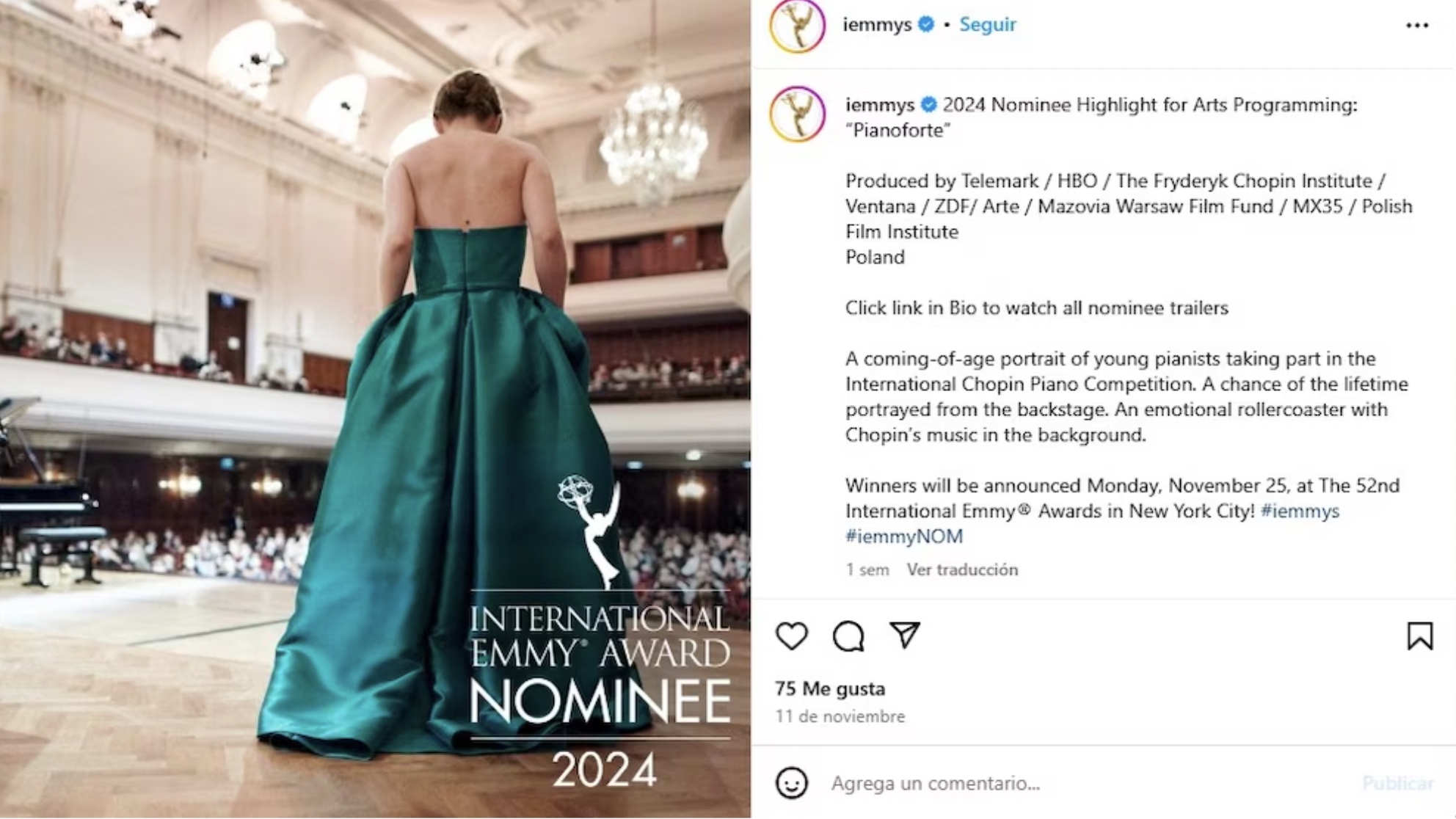 Premios Emmy Internacionales: Conoce aquí a los nominados 3 emmy