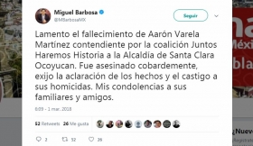 A través de su cuenta de twitter lamentó los hechos  