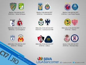 Listos horarios de la J10 de Liga MX